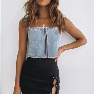 Lioness Denim Crop Top